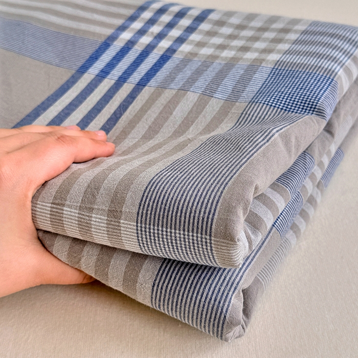 91家纺网 家纺一手货源 找家纺 家贝爱 2026新款全棉纯棉水洗色织被套单件被套单品单被套 简易蓝