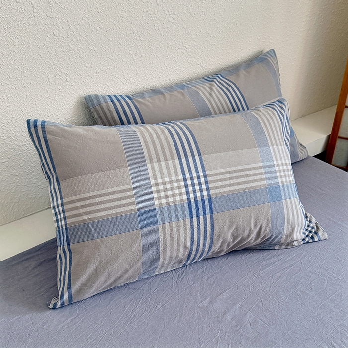 91家纺网 家纺一手货源 找家纺 家贝爱 2026新款全棉纯棉水洗色织被套单件被套单品单被套 简易蓝