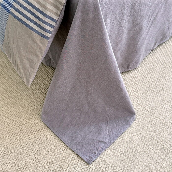 91家纺网 家纺一手货源 找家纺 家贝爱 2026新款全棉纯棉水洗色织被套单件被套单品单被套 简易蓝