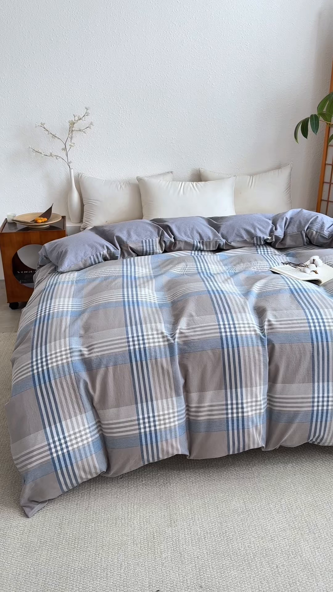 91家纺网 家纺一手货源 找家纺 家贝爱 2026新款全棉纯棉水洗色织被套单件被套单品单被套 简易蓝