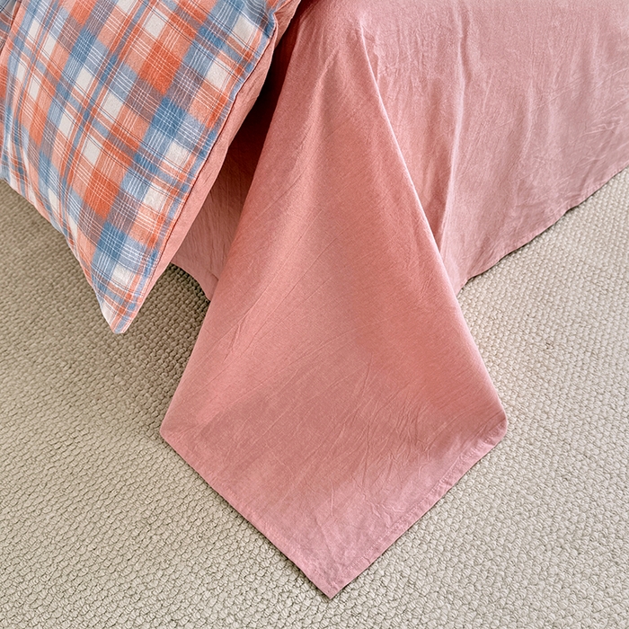 91家纺网 家纺一手货源 找家纺 家贝爱 2026新款全棉纯棉水洗色织被套单件被套单品单被套 蓝橙格