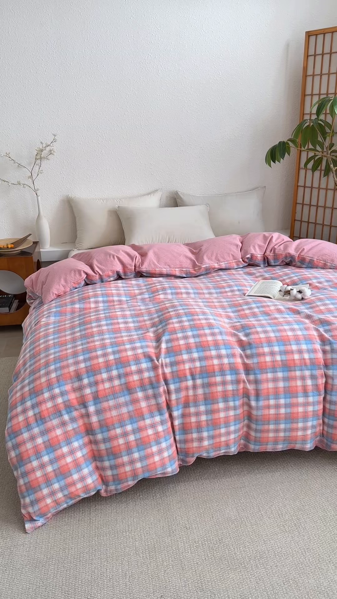 91家纺网 家纺一手货源 找家纺 家贝爱 2026新款全棉纯棉水洗色织被套单件被套单品单被套 蓝橙格