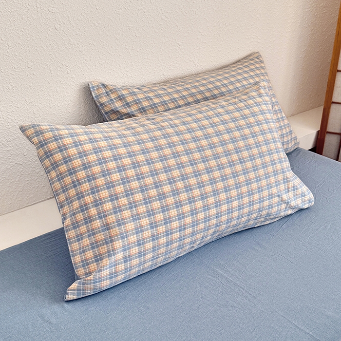 91家纺网 家纺一手货源 找家纺 家贝爱 2026新款全棉纯棉水洗色织被套单件被套单品单被套 蓝黄格