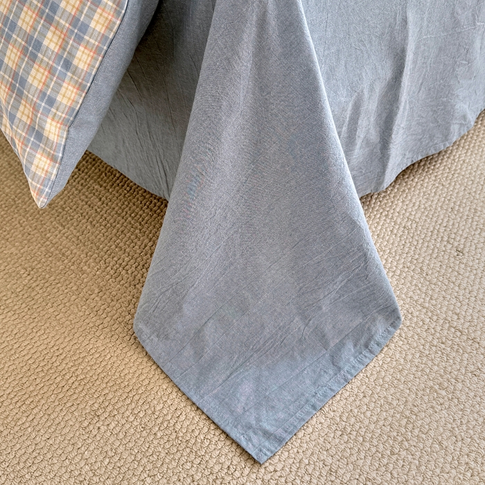 91家纺网 家纺一手货源 找家纺 家贝爱 2026新款全棉纯棉水洗色织被套单件被套单品单被套 蓝黄格