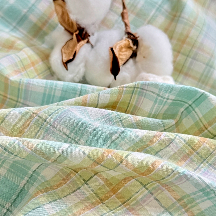 91家纺网 家纺一手货源 找家纺 家贝爱 2026新款全棉纯棉水洗色织被套单件被套单品单被套 马卡绿格