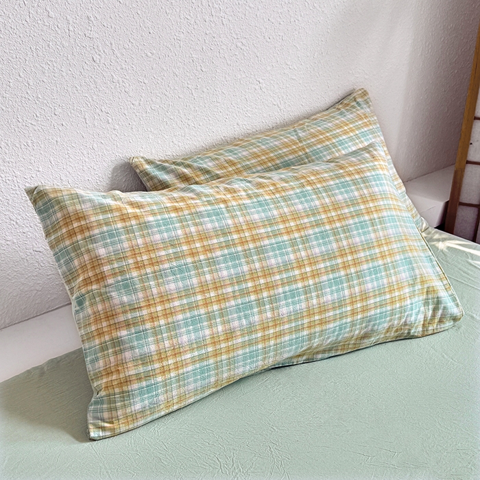 91家纺网 家纺一手货源 找家纺 家贝爱 2026新款全棉纯棉水洗色织被套单件被套单品单被套 马卡绿格