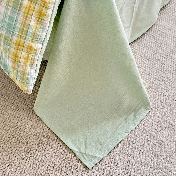 91家纺网 家纺一手货源 找家纺 家贝爱 2026新款全棉纯棉水洗色织被套单件被套单品单被套 马卡绿格