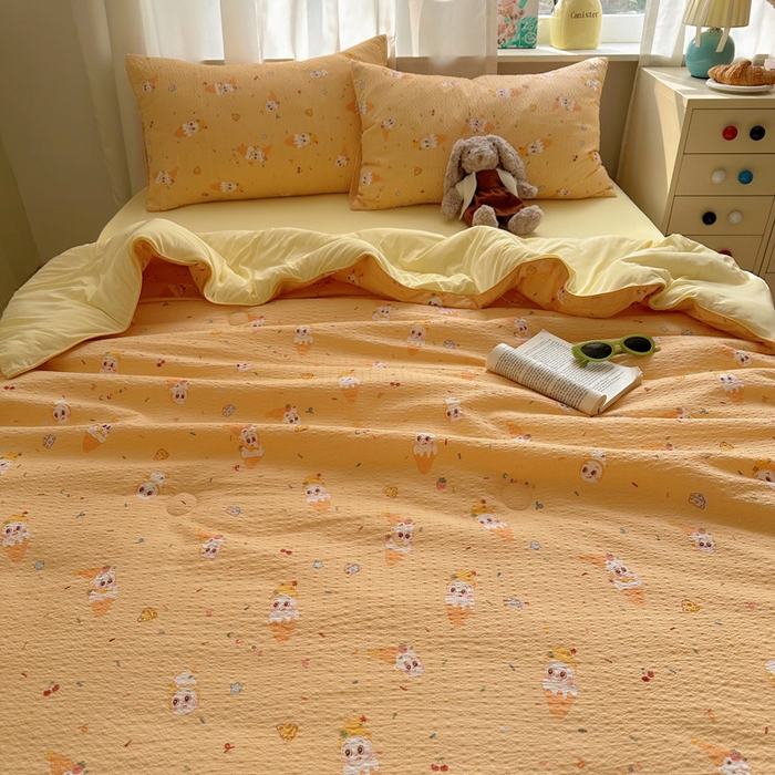 91家纺网 家纺一手货源 找家纺 几禾 2026新款泡芙纱单夏被夏凉被空调被-凉糖系列（凉而不冰的触感，清凉与柔软兼得） 凉糖-冰淇淋星星