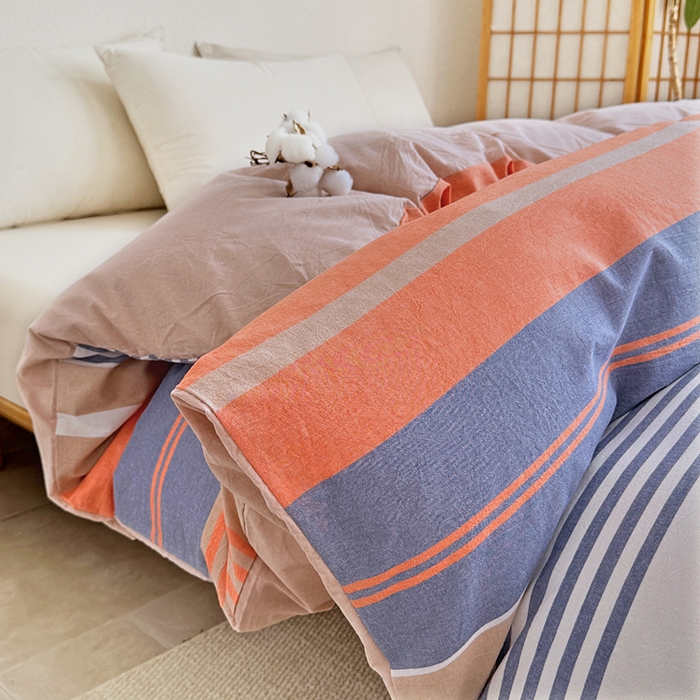 91家纺网 家纺一手货源 找家纺 家贝爱 2026新款全棉纯棉水洗色织被套单件被套单品单被套 时尚桔