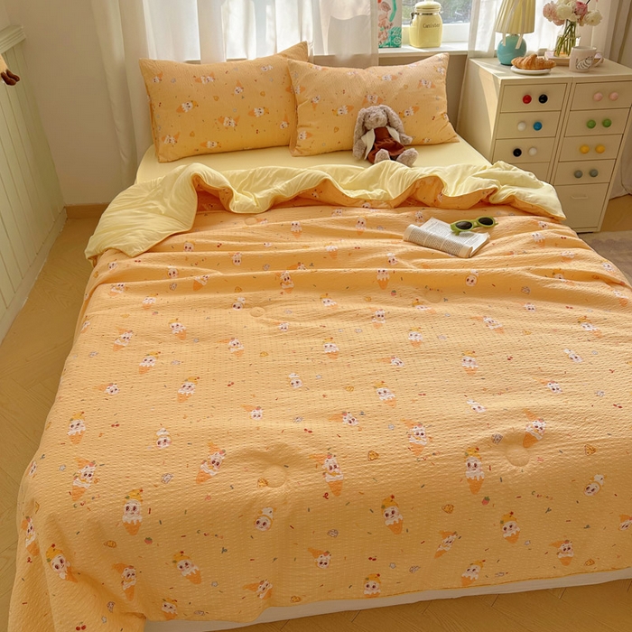 91家纺网 家纺一手货源 找家纺 几禾 2026新款泡芙纱单夏被夏凉被空调被-凉糖系列（凉而不冰的触感，清凉与柔软兼得） 凉糖-冰淇淋星星