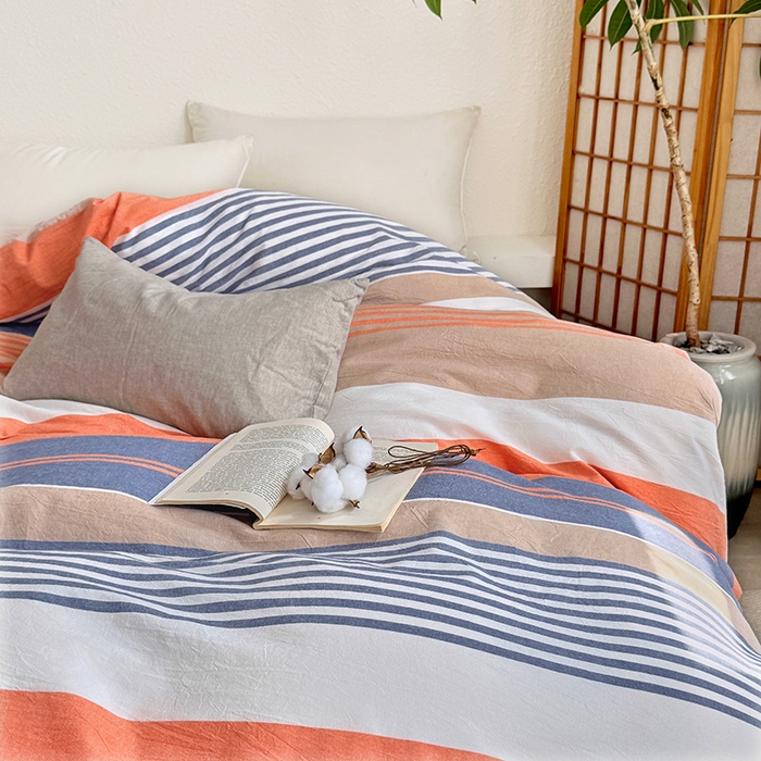 91家纺网 家纺一手货源 找家纺 家贝爱 2026新款全棉纯棉水洗色织被套单件被套单品单被套 时尚桔