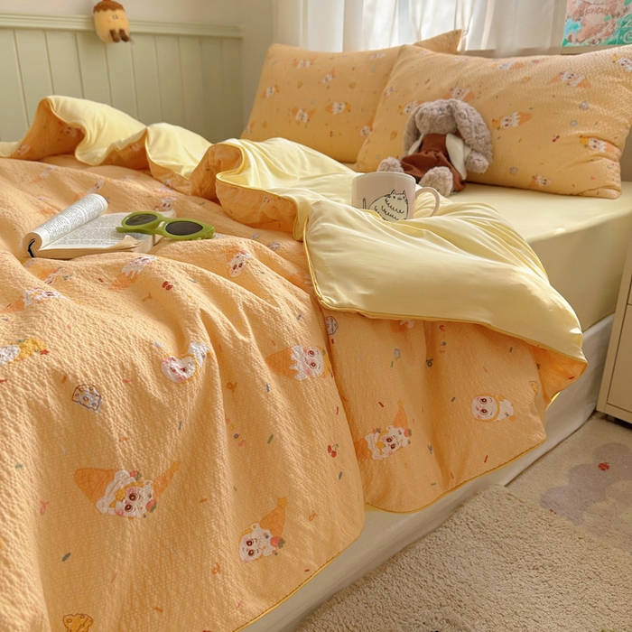 91家纺网 家纺一手货源 找家纺 几禾 2026新款泡芙纱单夏被夏凉被空调被-凉糖系列（凉而不冰的触感，清凉与柔软兼得） 凉糖-冰淇淋星星