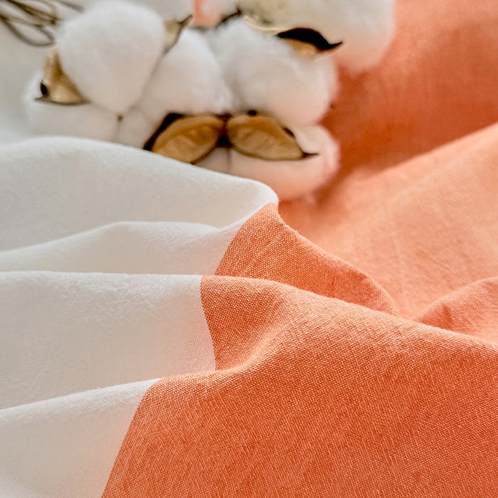 91家纺网 家纺一手货源 找家纺 家贝爱 2026新款全棉纯棉水洗色织被套单件被套单品单被套 时尚桔