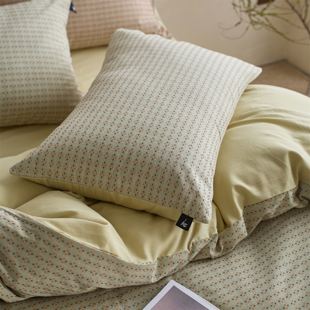 91家纺网 家纺一手货源 找家纺 （总） 安莱生活 2026年新款水洗棉提花松栗小禾四件套