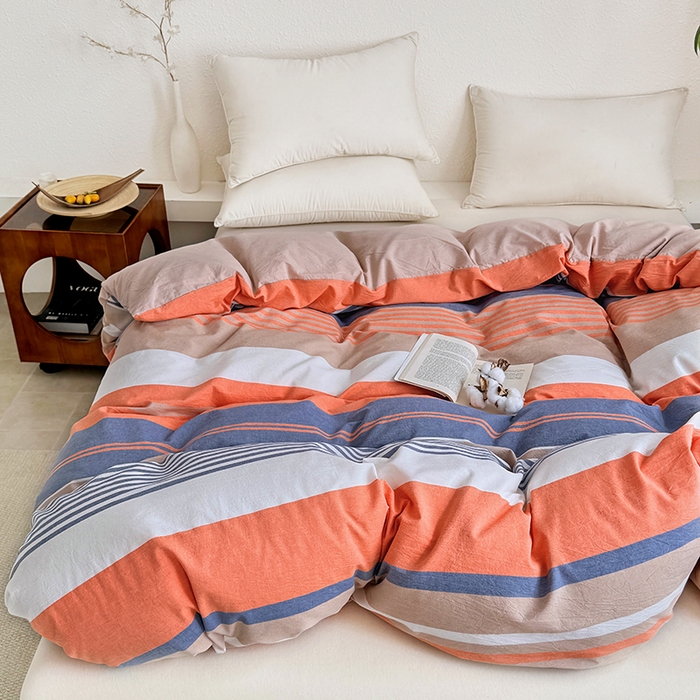 91家纺网 家纺一手货源 找家纺 家贝爱 2026新款全棉纯棉水洗色织被套单件被套单品单被套 时尚桔