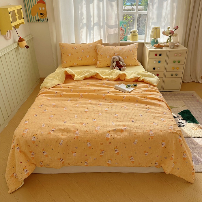 91家纺网 家纺一手货源 找家纺 几禾 2026新款泡芙纱单夏被夏凉被空调被-凉糖系列（凉而不冰的触感，清凉与柔软兼得） 凉糖-冰淇淋星星