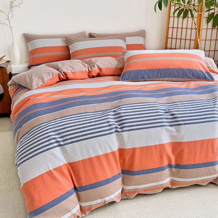 91家纺网 家纺一手货源 找家纺 家贝爱 2026新款全棉纯棉水洗色织被套单件被套单品单被套 时尚桔