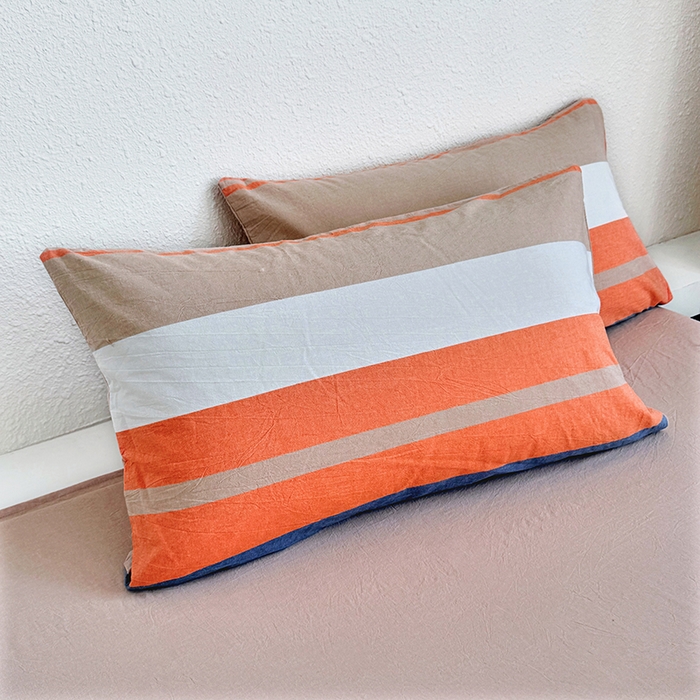 91家纺网 家纺一手货源 找家纺 家贝爱 2026新款全棉纯棉水洗色织被套单件被套单品单被套 时尚桔