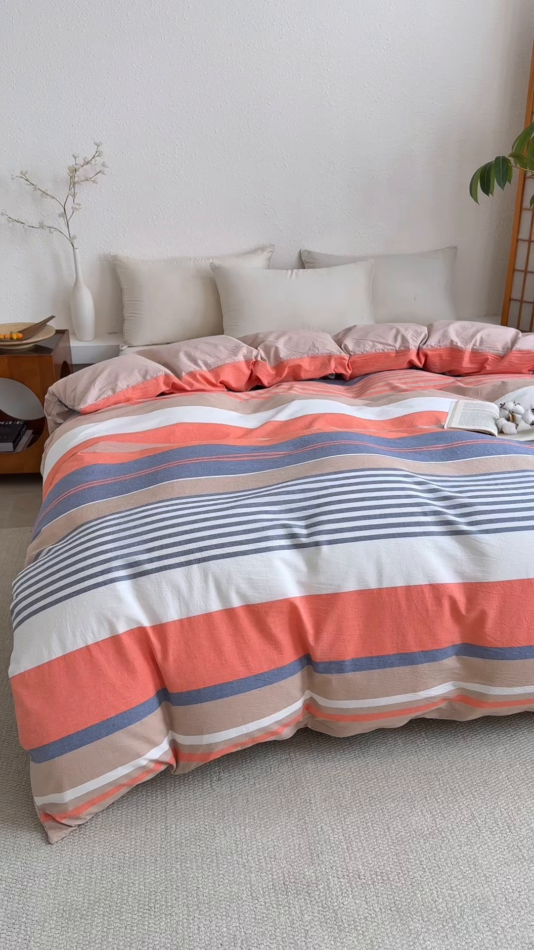 91家纺网 家纺一手货源 找家纺 家贝爱 2026新款全棉纯棉水洗色织被套单件被套单品单被套 时尚桔