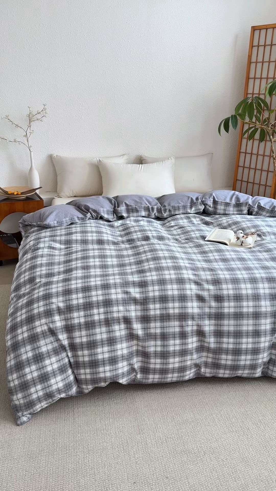 91家纺网 家纺一手货源 找家纺 家贝爱 2026新款全棉纯棉水洗色织被套单件被套单品单被套 雾莲格