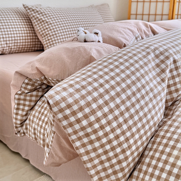 91家纺网 家纺一手货源 找家纺 家贝爱 2026新款全棉纯棉水洗色织被套单件被套单品单被套 小咖格