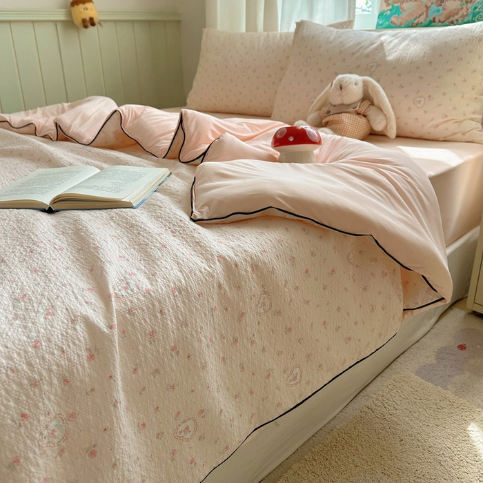 91家纺网 家纺一手货源 找家纺 几禾 2026新款泡芙纱单夏被夏凉被空调被-凉糖系列（凉而不冰的触感，清凉与柔软兼得） 凉糖-春日甜桃心 粉