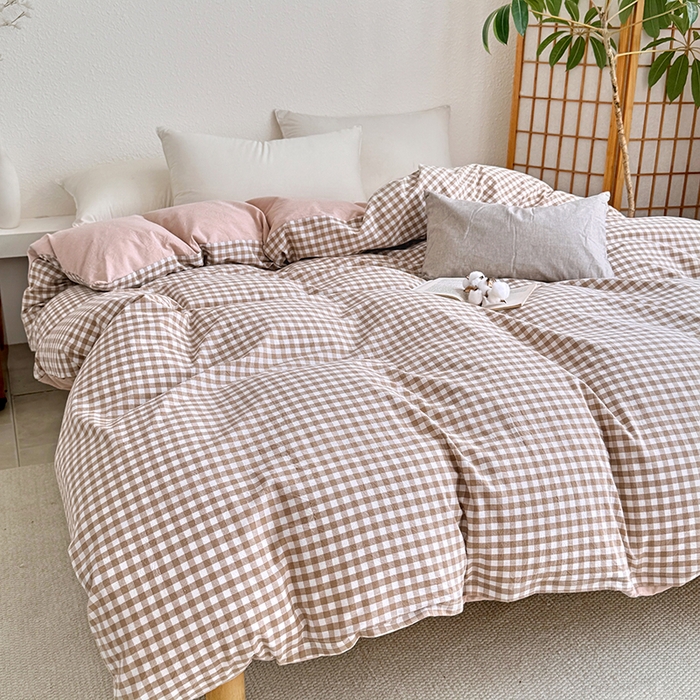 91家纺网 家纺一手货源 找家纺 家贝爱 2026新款全棉纯棉水洗色织被套单件被套单品单被套 小咖格