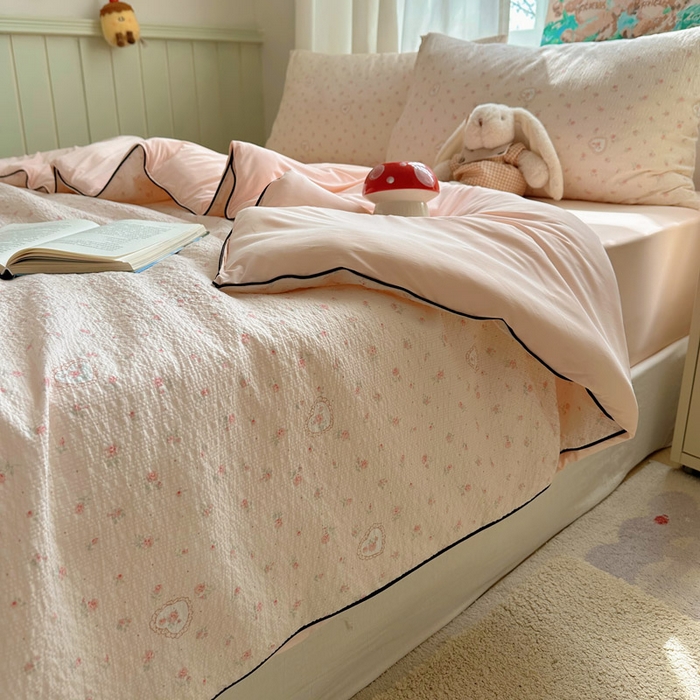 91家纺网 家纺一手货源 找家纺 几禾 2026新款泡芙纱单夏被夏凉被空调被-凉糖系列（凉而不冰的触感，清凉与柔软兼得） 凉糖-春日甜桃心 粉