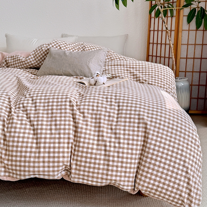 91家纺网 家纺一手货源 找家纺 家贝爱 2026新款全棉纯棉水洗色织被套单件被套单品单被套 小咖格