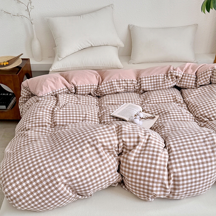 91家纺网 家纺一手货源 找家纺 家贝爱 2026新款全棉纯棉水洗色织被套单件被套单品单被套 小咖格