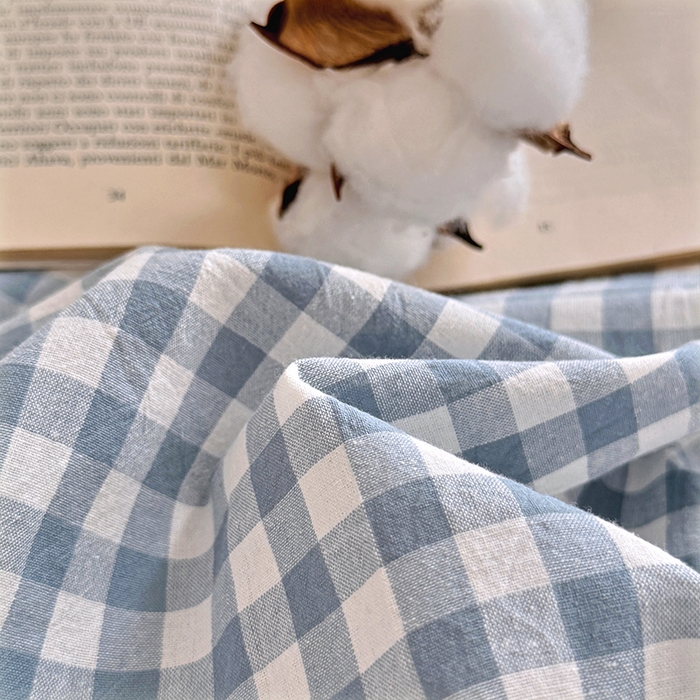 91家纺网 家纺一手货源 找家纺 家贝爱 2026新款全棉纯棉水洗色织被套单件被套单品单被套 小蓝格