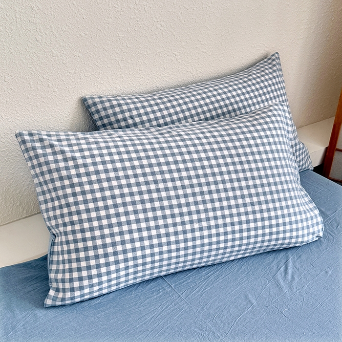 91家纺网 家纺一手货源 找家纺 家贝爱 2026新款全棉纯棉水洗色织被套单件被套单品单被套 小蓝格