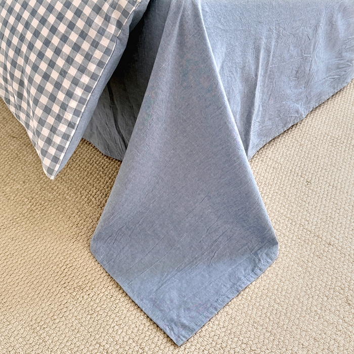 91家纺网 家纺一手货源 找家纺 家贝爱 2026新款全棉纯棉水洗色织被套单件被套单品单被套 小蓝格