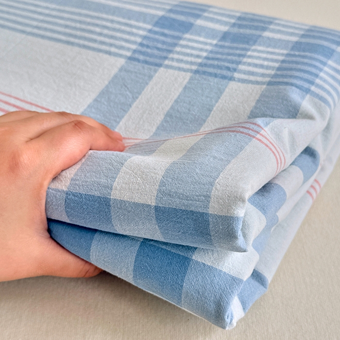 91家纺网 家纺一手货源 找家纺 家贝爱 2026新款全棉纯棉水洗色织被套单件被套单品单被套 雅尚蓝