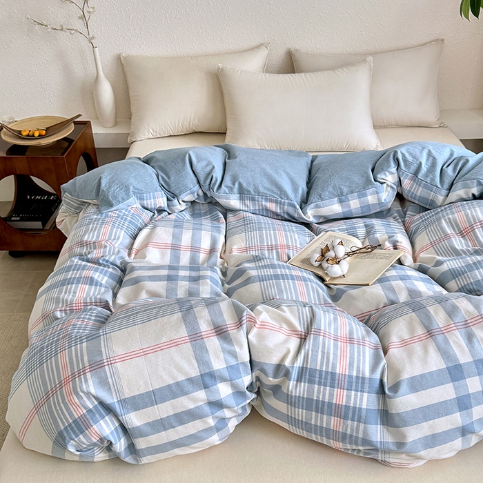 91家纺网 家纺一手货源 找家纺 家贝爱 2026新款全棉纯棉水洗色织被套单件被套单品单被套 雅尚蓝