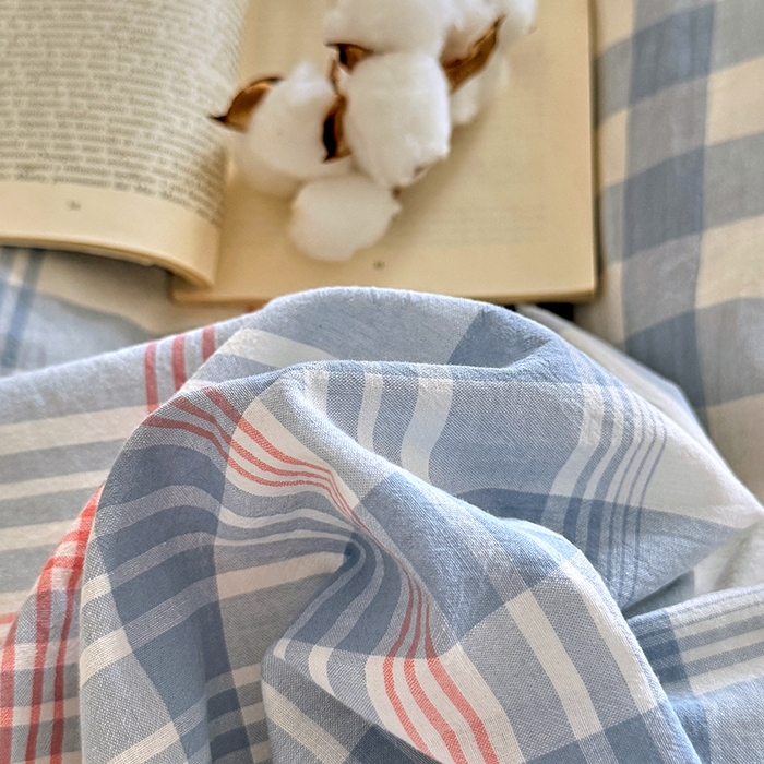 91家纺网 家纺一手货源 找家纺 家贝爱 2026新款全棉纯棉水洗色织被套单件被套单品单被套 雅尚蓝