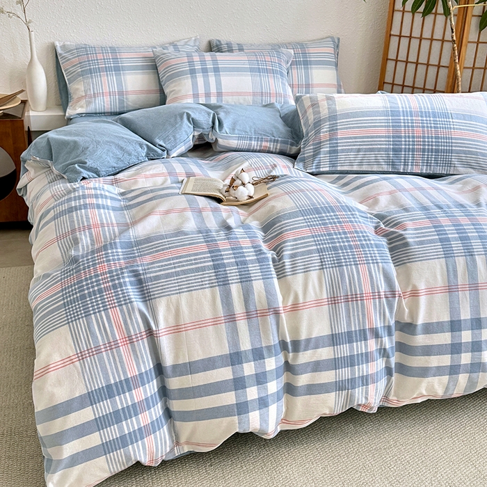 91家纺网 家纺一手货源 找家纺 家贝爱 2026新款全棉纯棉水洗色织被套单件被套单品单被套 雅尚蓝