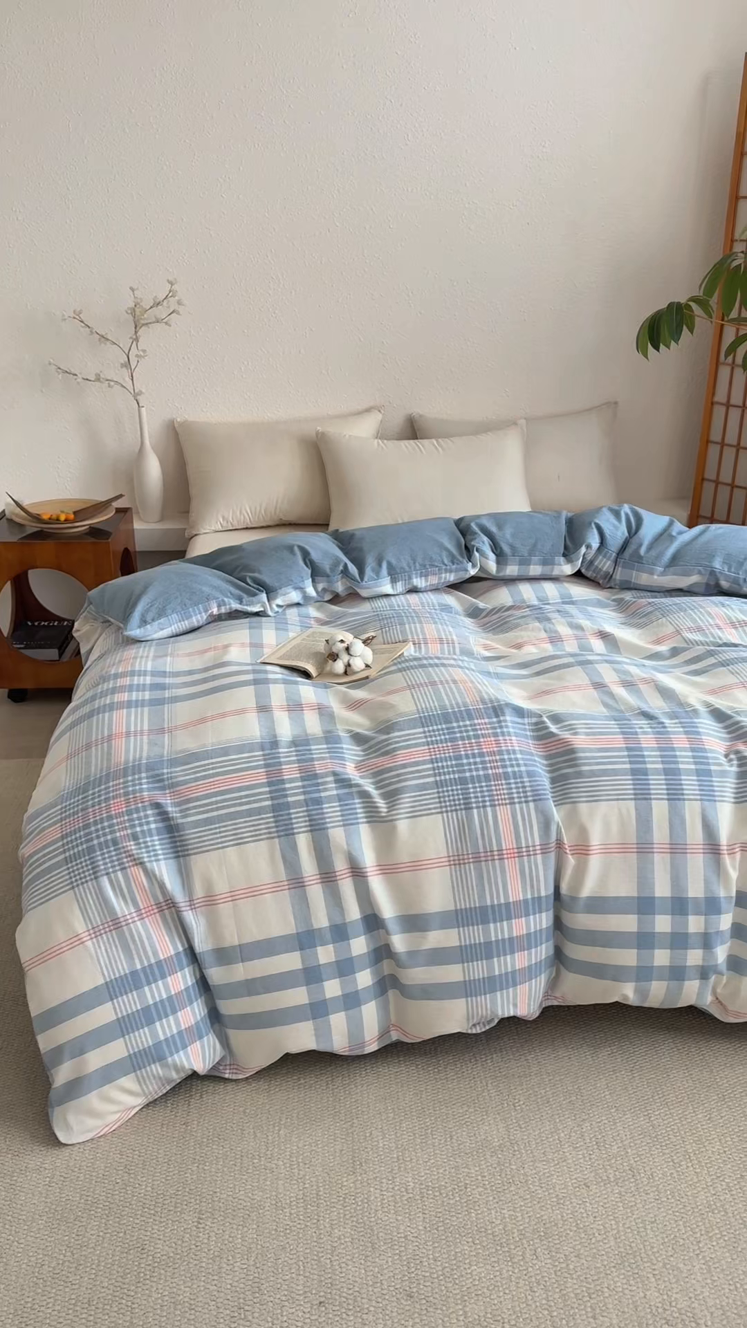 91家纺网 家纺一手货源 找家纺 家贝爱 2026新款全棉纯棉水洗色织被套单件被套单品单被套 雅尚蓝