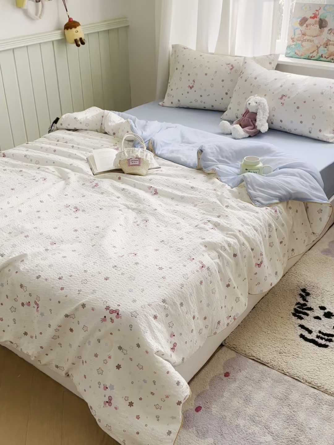 91家纺网 家纺一手货源 找家纺 几禾 2026新款泡芙纱单夏被夏凉被空调被-凉糖系列（凉而不冰的触感，清凉与柔软兼得） 凉糖-躲猫猫