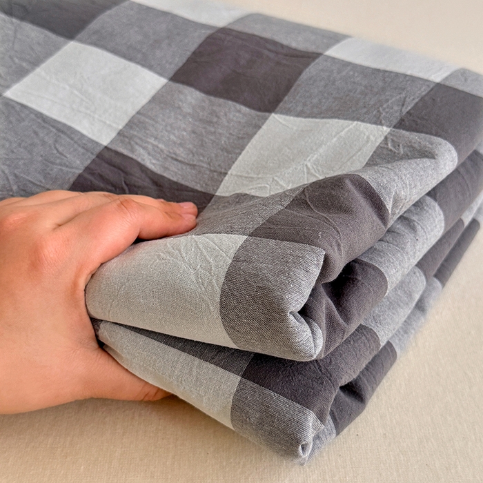 91家纺网 家纺一手货源 找家纺 家贝爱 2026新款全棉纯棉水洗色织被套单件被套单品单被套 中灰格