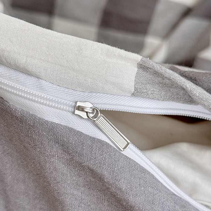 91家纺网 家纺一手货源 找家纺 家贝爱 2026新款全棉纯棉水洗色织被套单件被套单品单被套 中灰格