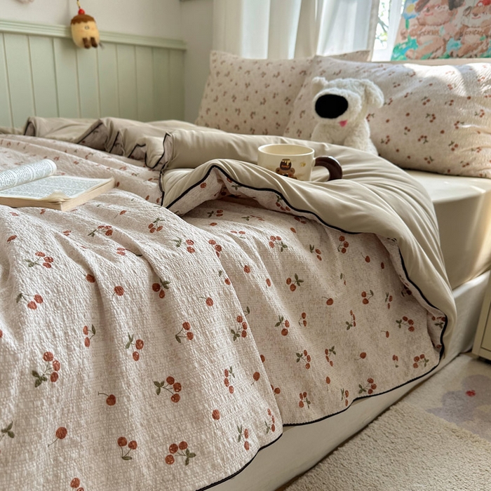 91家纺网 家纺一手货源 找家纺 几禾 2026新款泡芙纱单夏被夏凉被空调被-凉糖系列（凉而不冰的触感，清凉与柔软兼得） 凉糖-酒渍樱桃