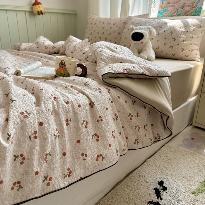 91家纺网 家纺一手货源 找家纺 几禾 2026新款泡芙纱单夏被夏凉被空调被-凉糖系列（凉而不冰的触感，清凉与柔软兼得） 凉糖-酒渍樱桃