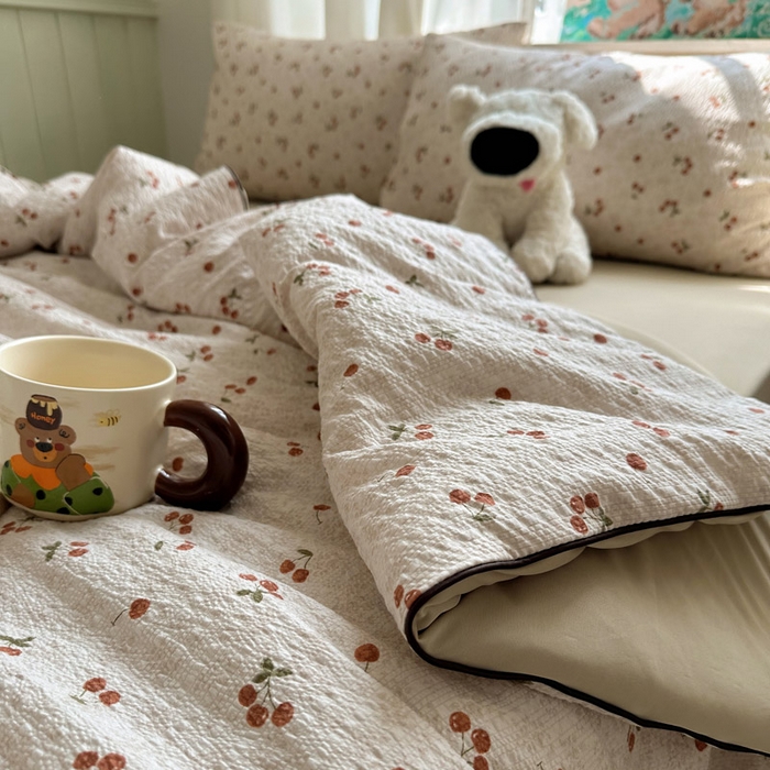 91家纺网 家纺一手货源 找家纺 几禾 2026新款泡芙纱单夏被夏凉被空调被-凉糖系列（凉而不冰的触感，清凉与柔软兼得） 凉糖-酒渍樱桃