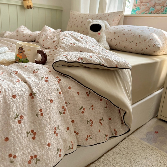 91家纺网 家纺一手货源 找家纺 几禾 2026新款泡芙纱单夏被夏凉被空调被-凉糖系列（凉而不冰的触感，清凉与柔软兼得） 凉糖-酒渍樱桃