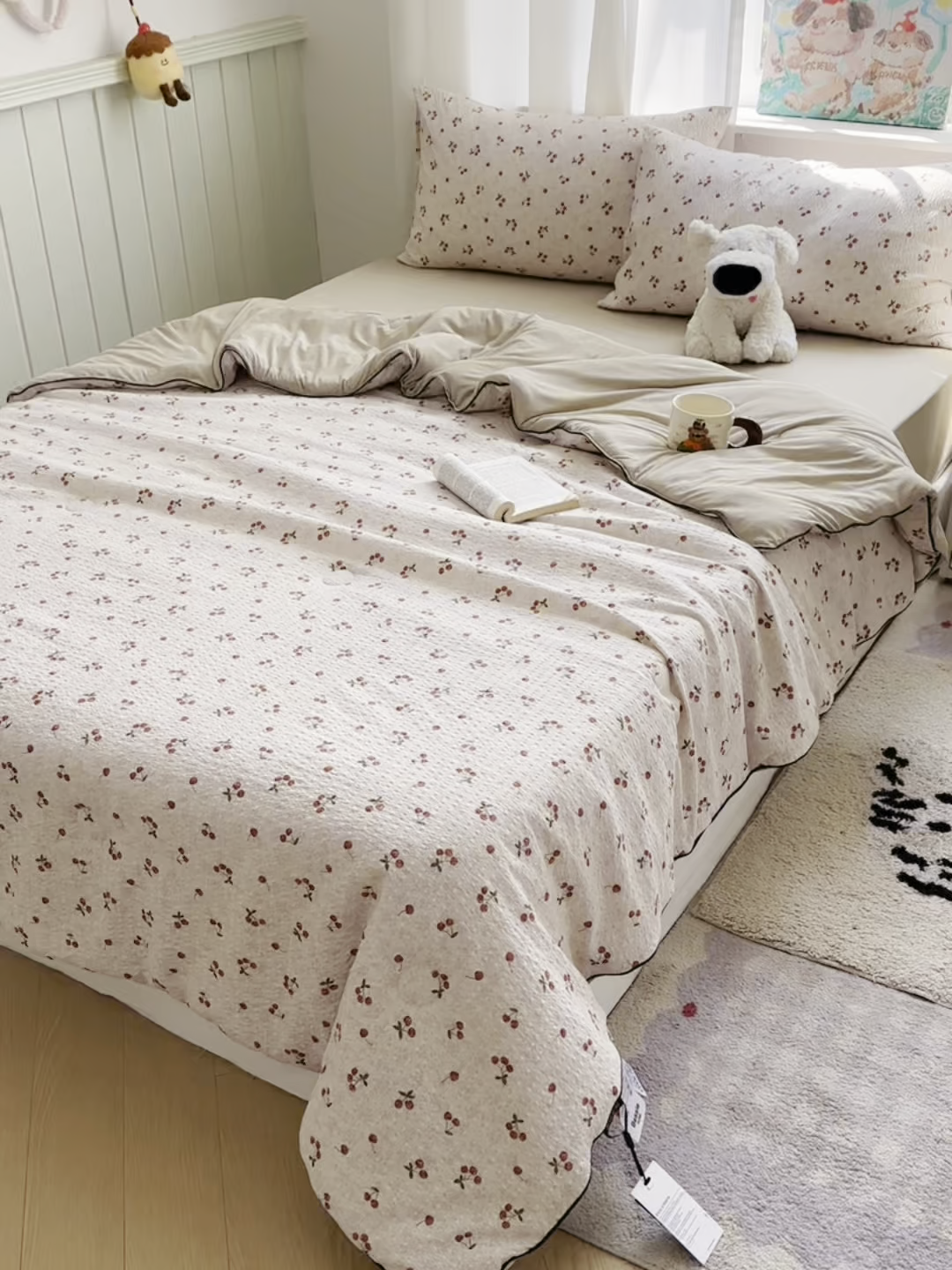 91家纺网 家纺一手货源 找家纺 几禾 2026新款泡芙纱单夏被夏凉被空调被-凉糖系列（凉而不冰的触感，清凉与柔软兼得） 凉糖-酒渍樱桃