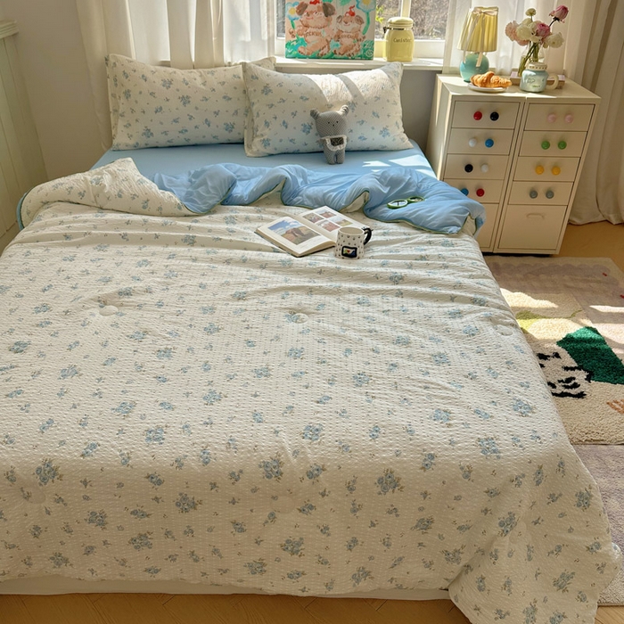 91家纺网 家纺一手货源 找家纺 几禾 2026新款泡芙纱单夏被夏凉被空调被-凉糖系列（凉而不冰的触感，清凉与柔软兼得） 凉糖-蓝雪草