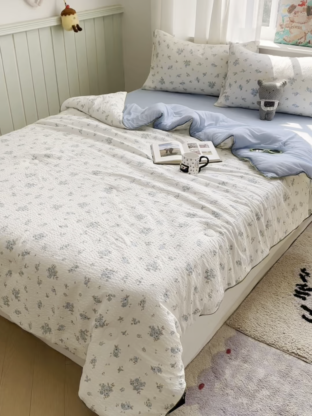 91家纺网 家纺一手货源 找家纺 几禾 2026新款泡芙纱单夏被夏凉被空调被-凉糖系列（凉而不冰的触感，清凉与柔软兼得） 凉糖-蓝雪草