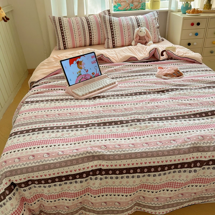 91家纺网 家纺一手货源 找家纺 几禾 2026新款泡芙纱单夏被夏凉被空调被-凉糖系列（凉而不冰的触感，清凉与柔软兼得） 凉糖-猫咪集 粉