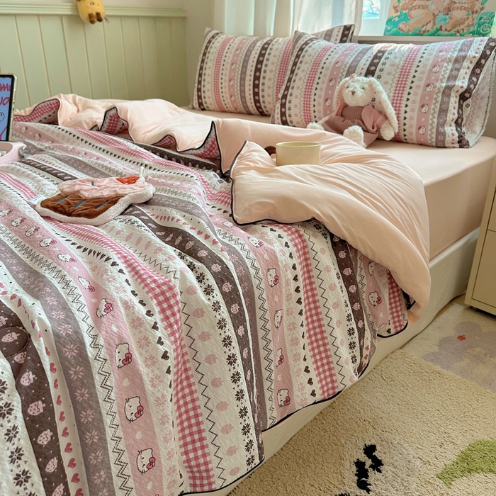 91家纺网 家纺一手货源 找家纺 几禾 2026新款泡芙纱单夏被夏凉被空调被-凉糖系列（凉而不冰的触感，清凉与柔软兼得） 凉糖-猫咪集 粉